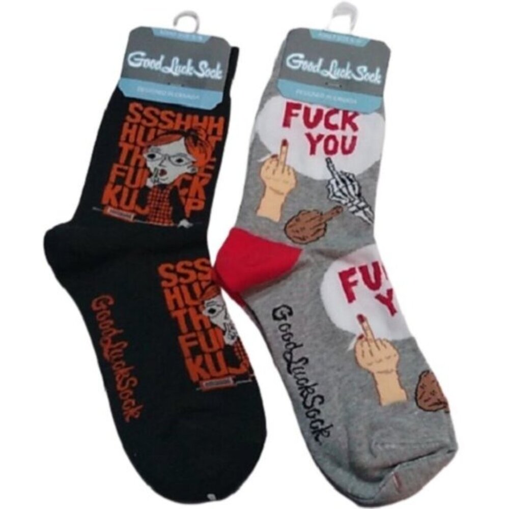 2 Pair Naughty STFU Eff You Socks Adult Size 5-9
